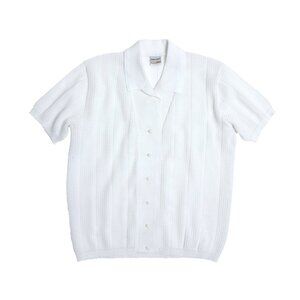 TREVIRA (Germany) Waffle Knit Picot Collar Polo Shirt : S